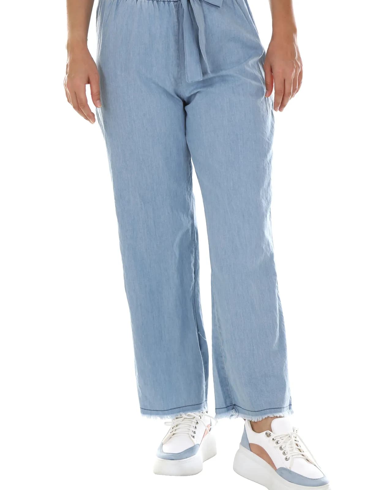Calça Jeans Wide Leg, cor azul-claro