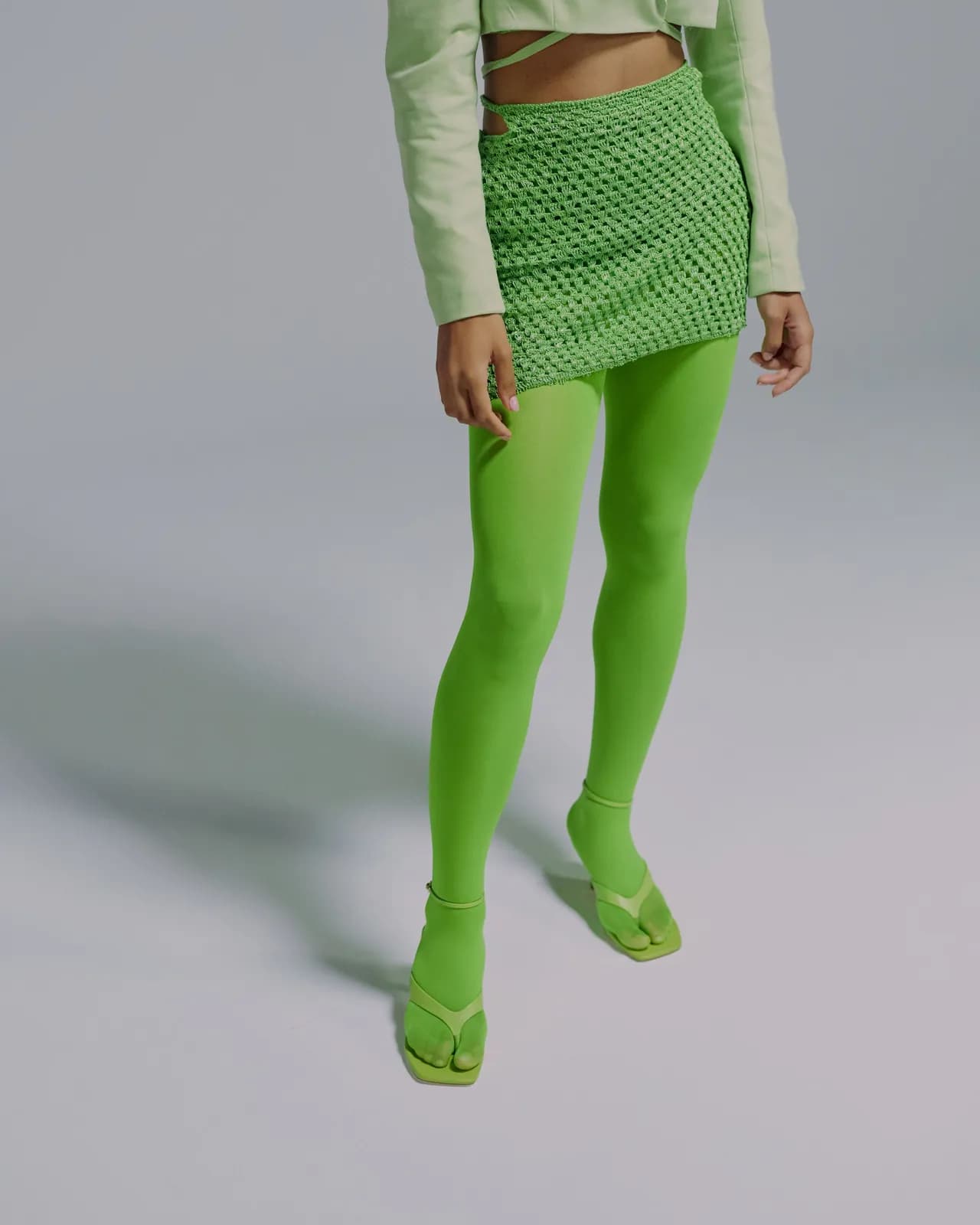 Saia Crochê Verde, cor verde-limão